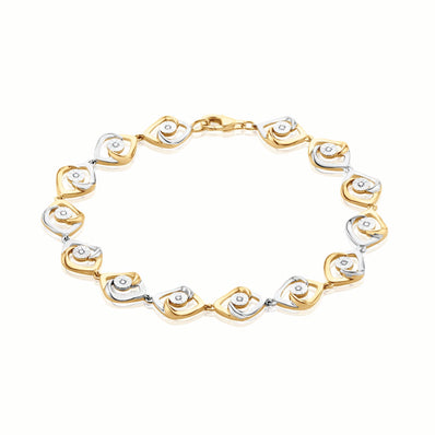 9ct Two Tone Goldwith 0.12 CARAT tw of Diamonds Bracelet