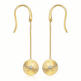 9ct Yellow Gold Round Brilliant Cut Diamond Set Drop Earrings