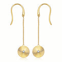 9ct Yellow Gold Round Brilliant Cut Diamond Set Drop Earrings