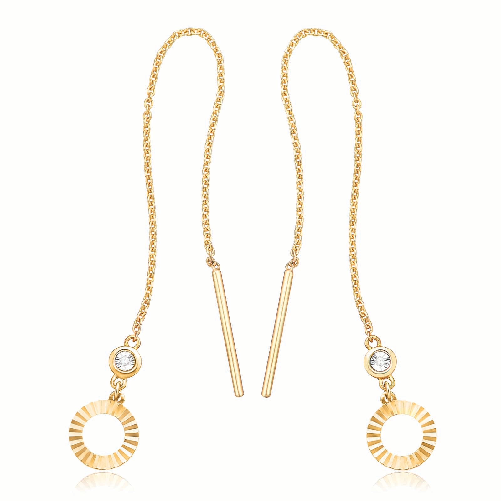9ct Yellow Gold Diamond Set Threader Earrings