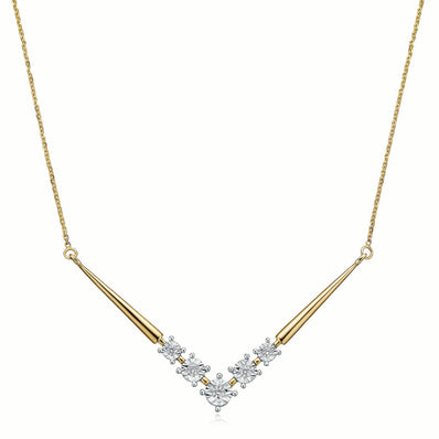 9ct Two Tone Gold Round Brilliant Cut with 0.10 CARAT tw of Diamonds Necklace