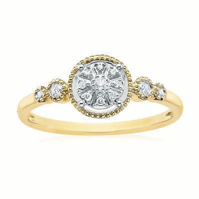 9ct Two Tone Gold Round Brilliant Cut 0.10 CARAT tw of Diamonds Ring