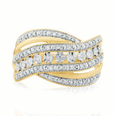 9ct Two Tone Gold Round Brilliant Cut Ring with 0.15 CARAT tw of Diamonds Ring
