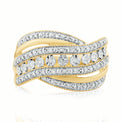 9ct Two Tone Gold Round Brilliant Cut Ring with 0.15 CARAT tw of Diamonds Ring