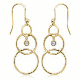 9ct Two Tone GoldDiamond Set  Drop Earrings