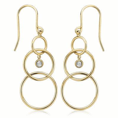 9ct Two Tone GoldDiamond Set  Drop Earrings