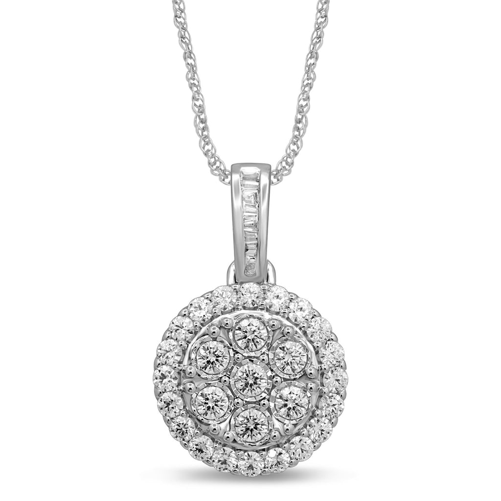 Sterling Silver Round Brilliant Cut with 1 CARAT tw of Diamonds Pendant