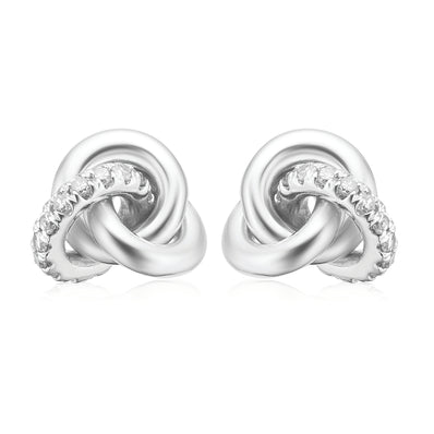 10ct White Gold  1/4 Carat tw of Diamond Knot Stud Earrings