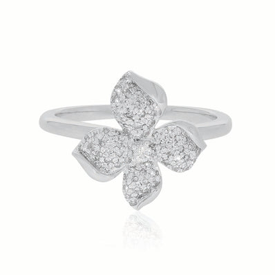 10ct White Gold Round Brilliant Cut 1/3 CARAT tw of Diamonds Flower Ring