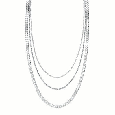 Sterling Silver  40cm Triple Strand Necklace