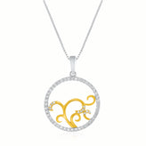 10ct Yellow Gold and Sterling Silver Round Brilliant Cut 0.30 Carat tw of Diamonds Necklace