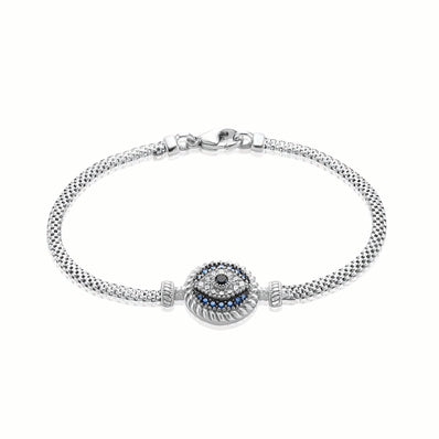 Sterling Silver  Cubic Zirconia 18.5cm Eye Bracelet