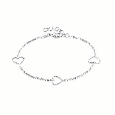 Sterling Silver 16-19cm Heart Bracelet