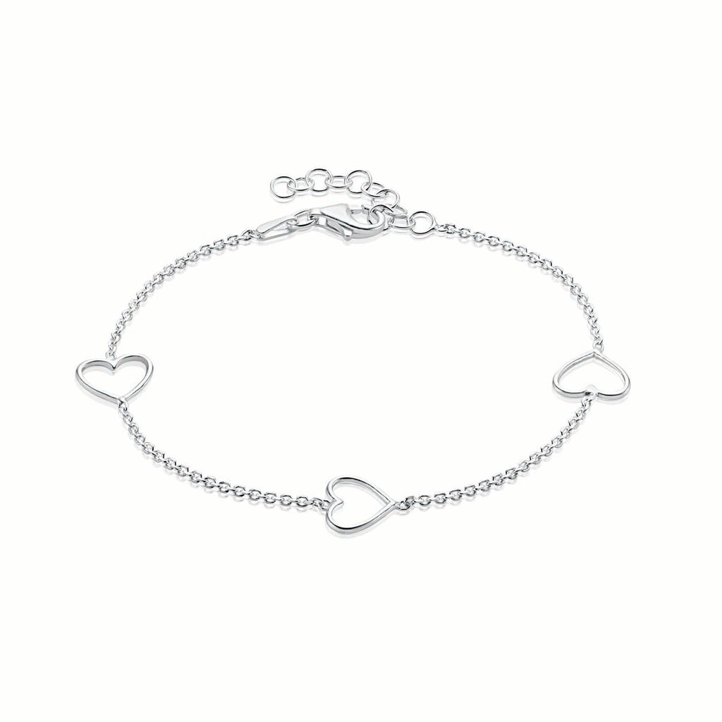 Buy 925 Sterling Silver Fancy Cz Heart Charm Bracelet | TrueSilver