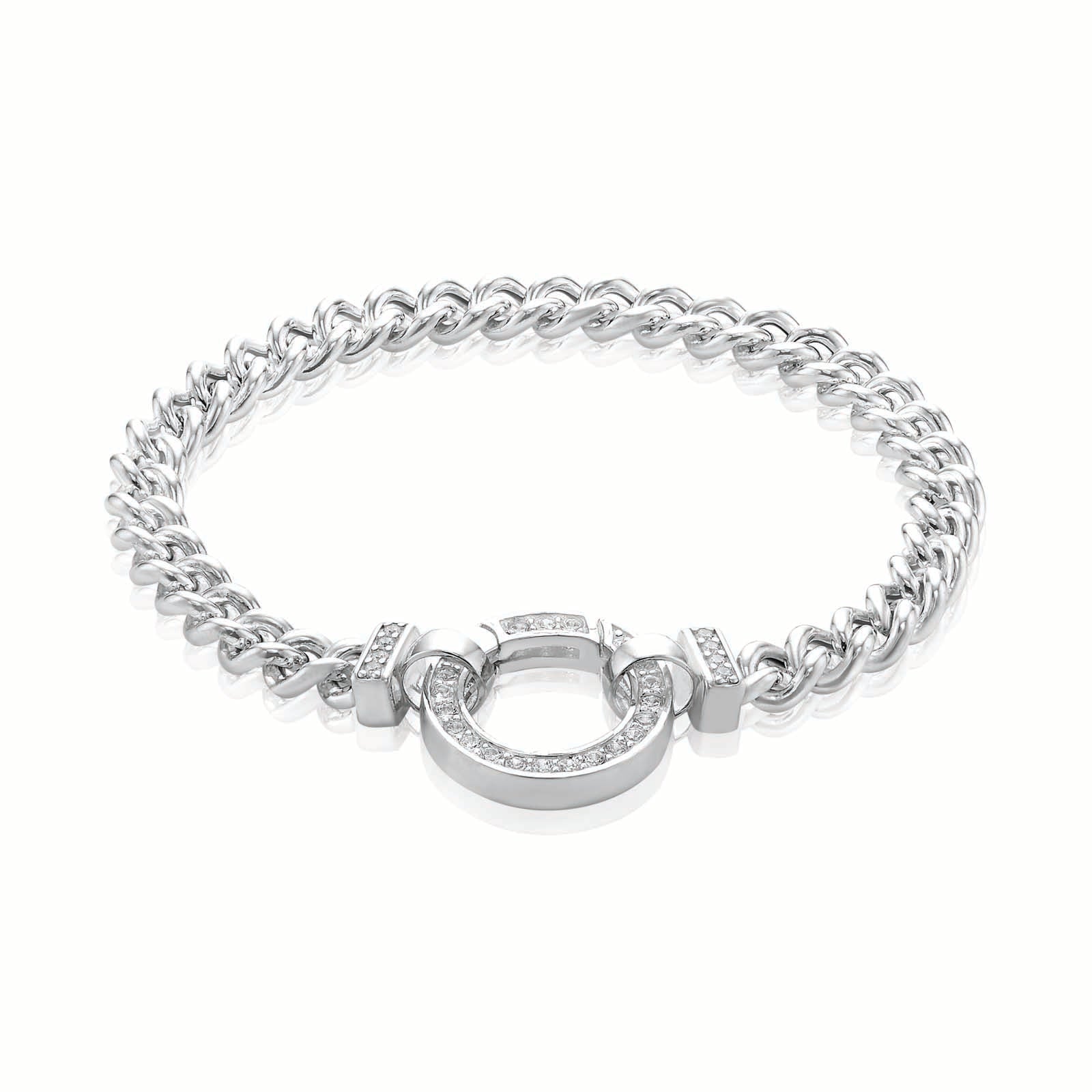 Sterling Silver 19.5cm White Cubic Zirconia Bracelet