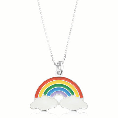 Sterling Silver Enamel Rainbow Kids Necklace