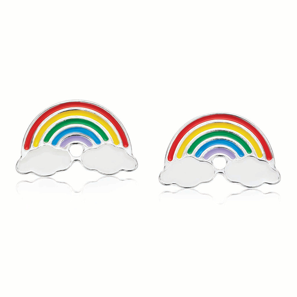 Sterling Silver Enamel Rainbow Kids Stud Earrings
