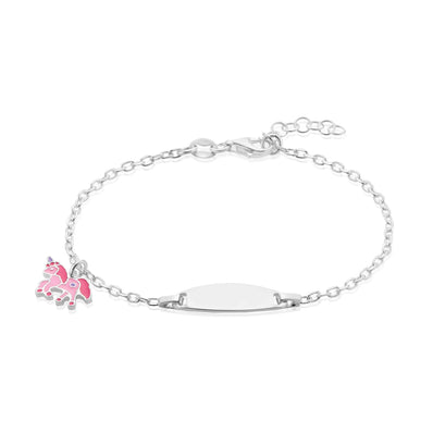 Sterling Silver 15mm - 18mm Enamel Unicorn Kids Bracelet