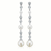 Sterling Silver Fresh Water Pear and Cubic Zirconia  Drop Earrings