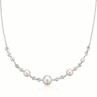 Sterling Silver Fresh Water Pear and Cubic Zirconia Necklace