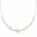 Sterling Silver Fresh Water Pear and Cubic Zirconia Necklace