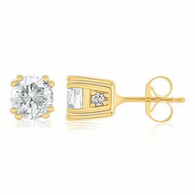 9ct Yellow Gold Round Brilliant Cut 1/4 Carat tw of Diamonds  Stud Earrings