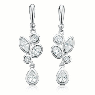 Sterling Silver Cubic Zirconia Drop Earrings