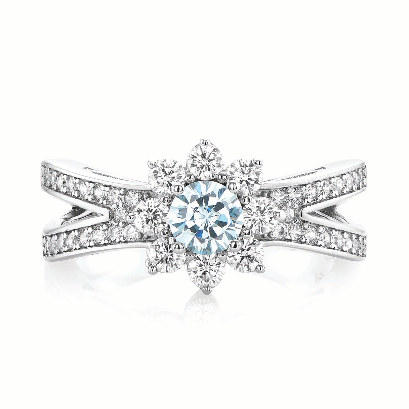 Sterling Silver Light Blue Cubic Zirconia Ring