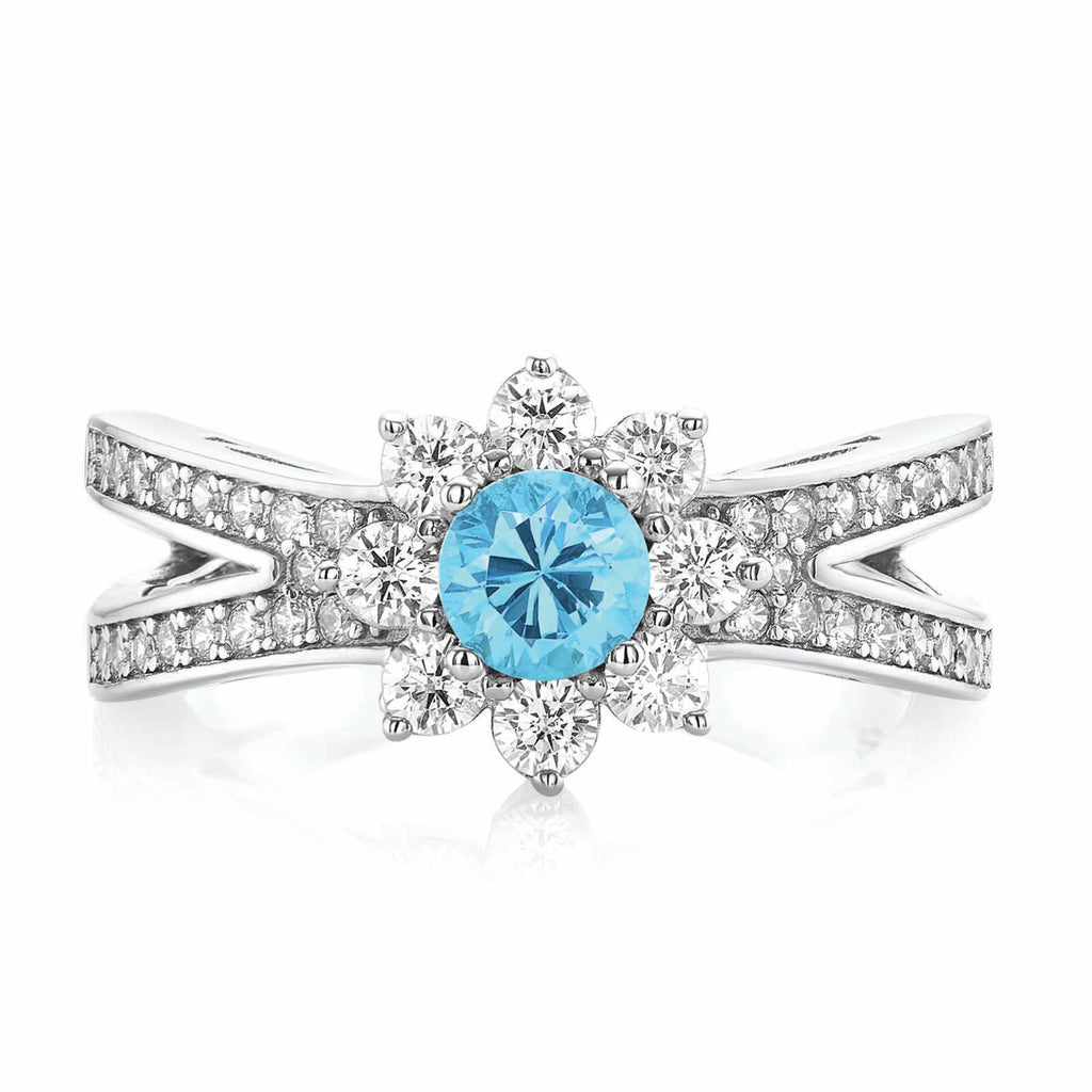 Sterling Silver Blue Cubic Zirconia Ring