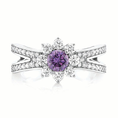Sterling Silver Purple Cubic Zirconia Ring