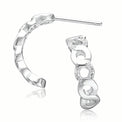 Sterling Silver Cubic Zirconia Curved Link  Drop Earrings