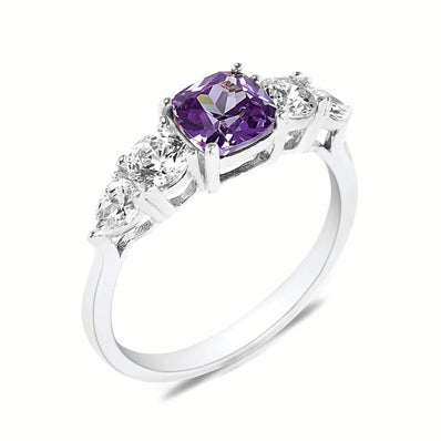 Sterling Silver Purple Cubic Zirconia Ring