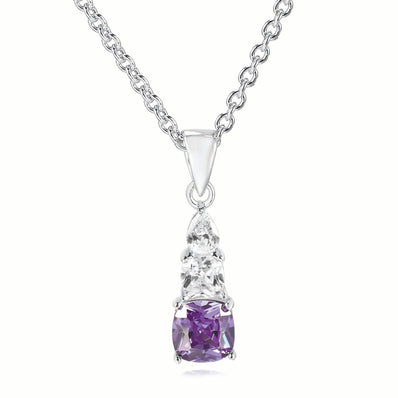 Sterling Silver  Purple Cubic Zirconia Pendant