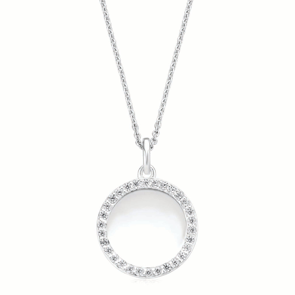 Sterling Silver Cubic Zirconia Disc Pendant