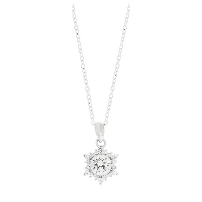 Sterling Silver with White Cubic Zirconia Snowflake Pendant