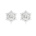 Sterling Silver with White Cubic Zirconia Snow Flake Stud Earrings