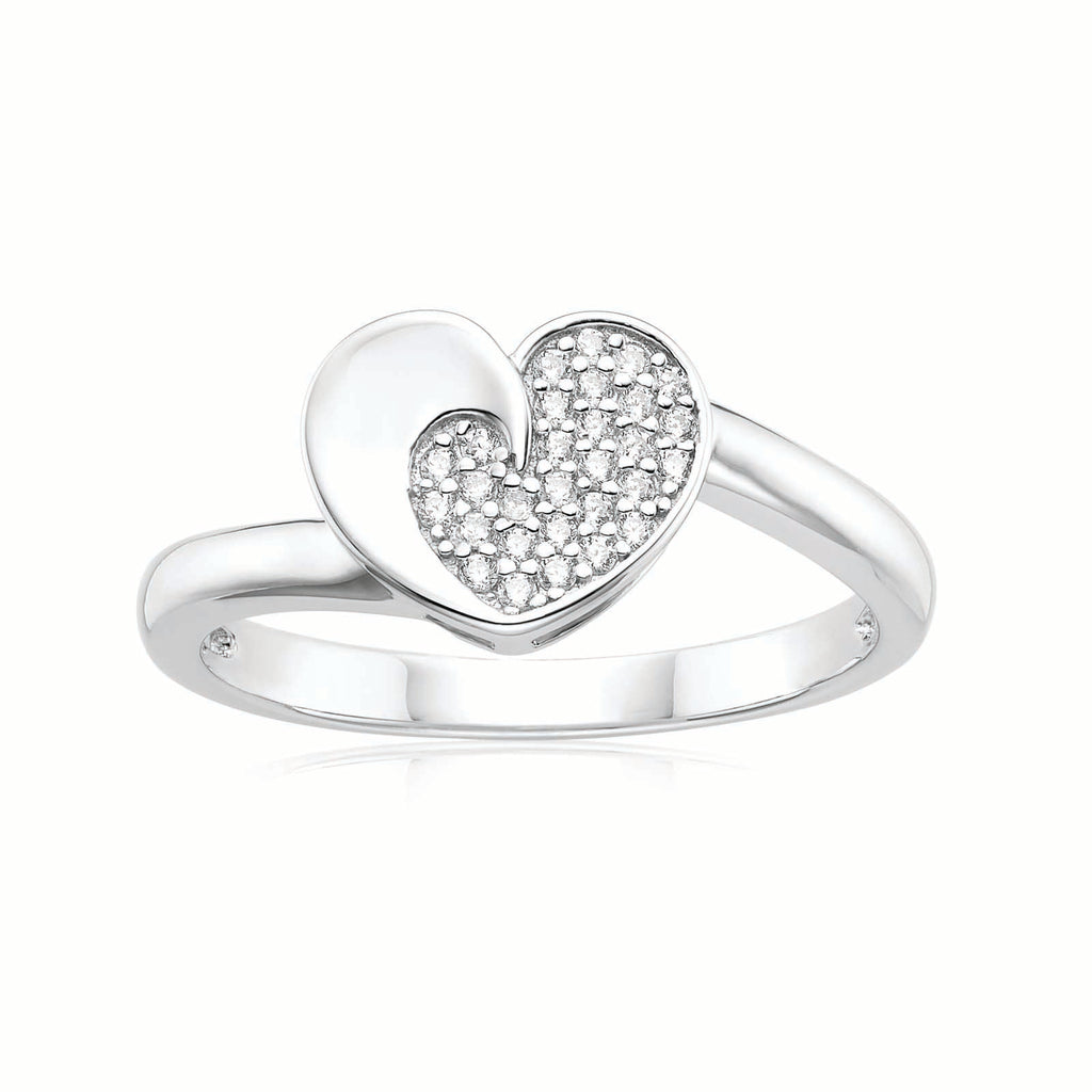 Sterling Silver Cubiz Zirconia Heart Ring
