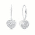 Sterling Silver Cubic Zirconia Heart Drop Earrings