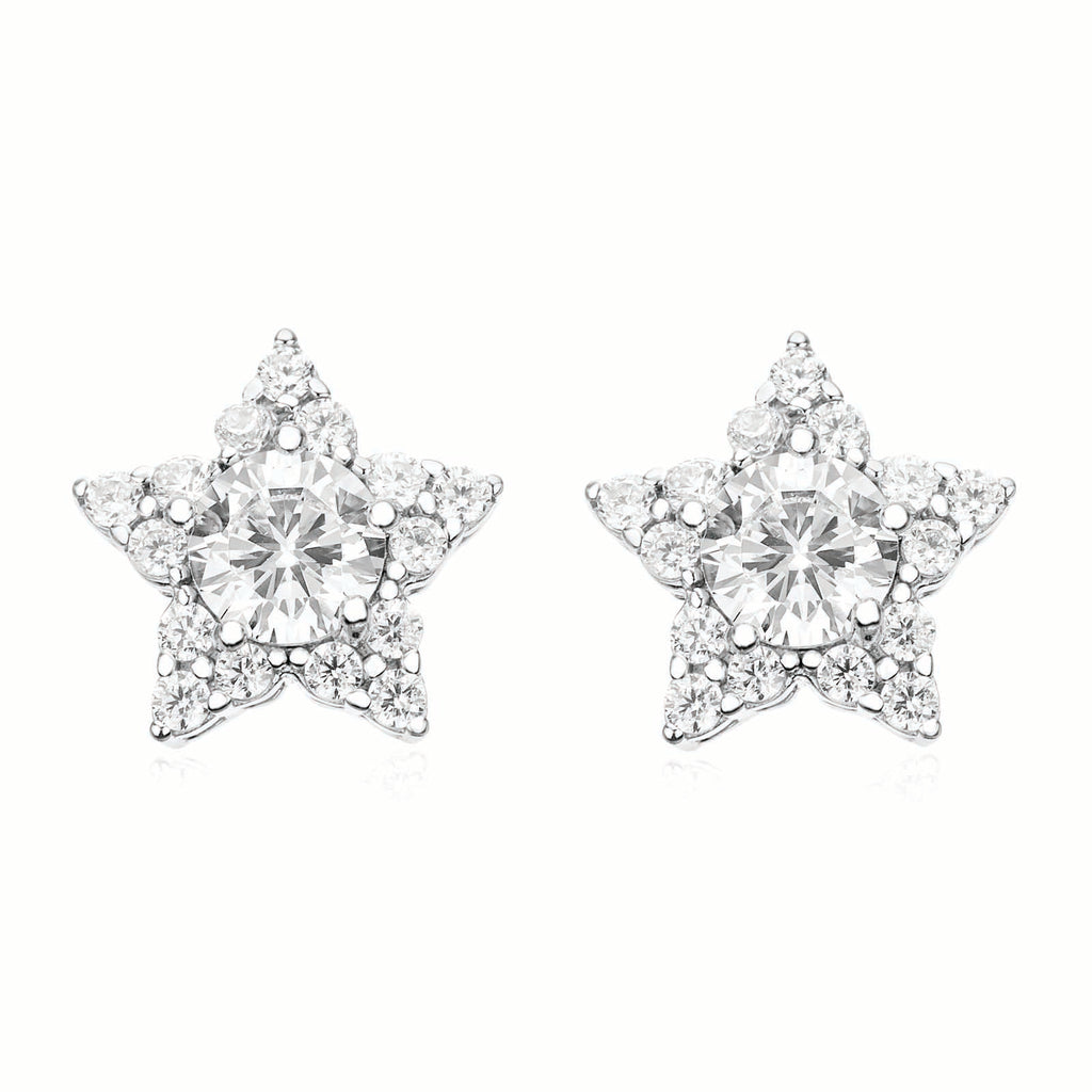 Sterling SilverCubic Zirconia Star  Stud Earrings