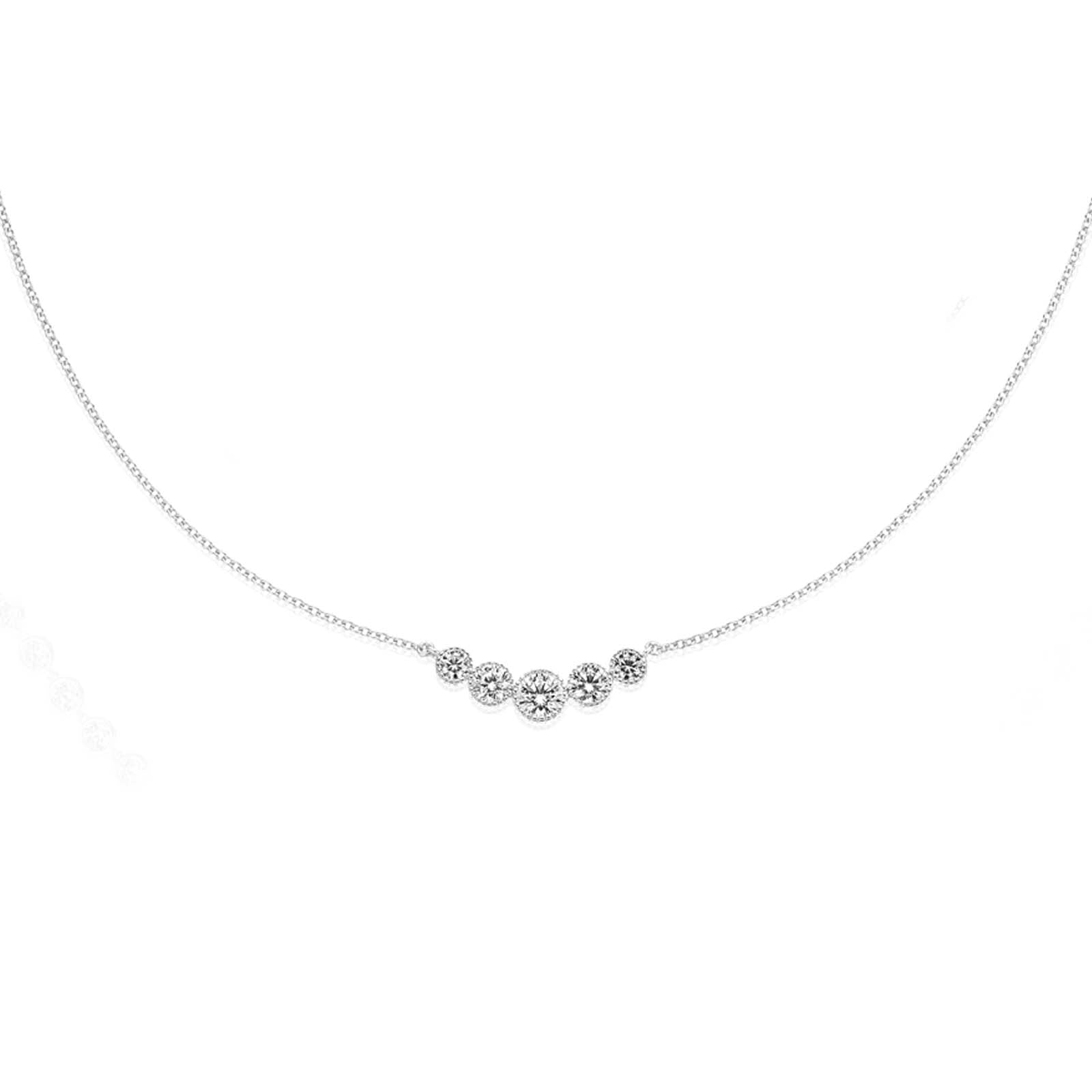 Sterling Silver  Cubic Zirconi 42-47cm Necklace