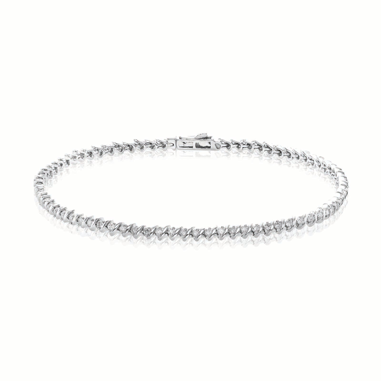 Sterling Silver Round Brilliant Cut 1 Carat tw of Diamonds Tennis Bracelet