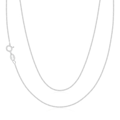 Sterling Silver 40cm Curb Diamond Cut Chain