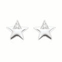 My First Diamond Kids Sterling Silver Round Brilliant Cut Diamond Set Star Stud Earrings