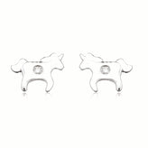 My First Diamond Kids Sterling Silver Round Brilliant Cut Diamond Set Horse Kids Stud Earrings
