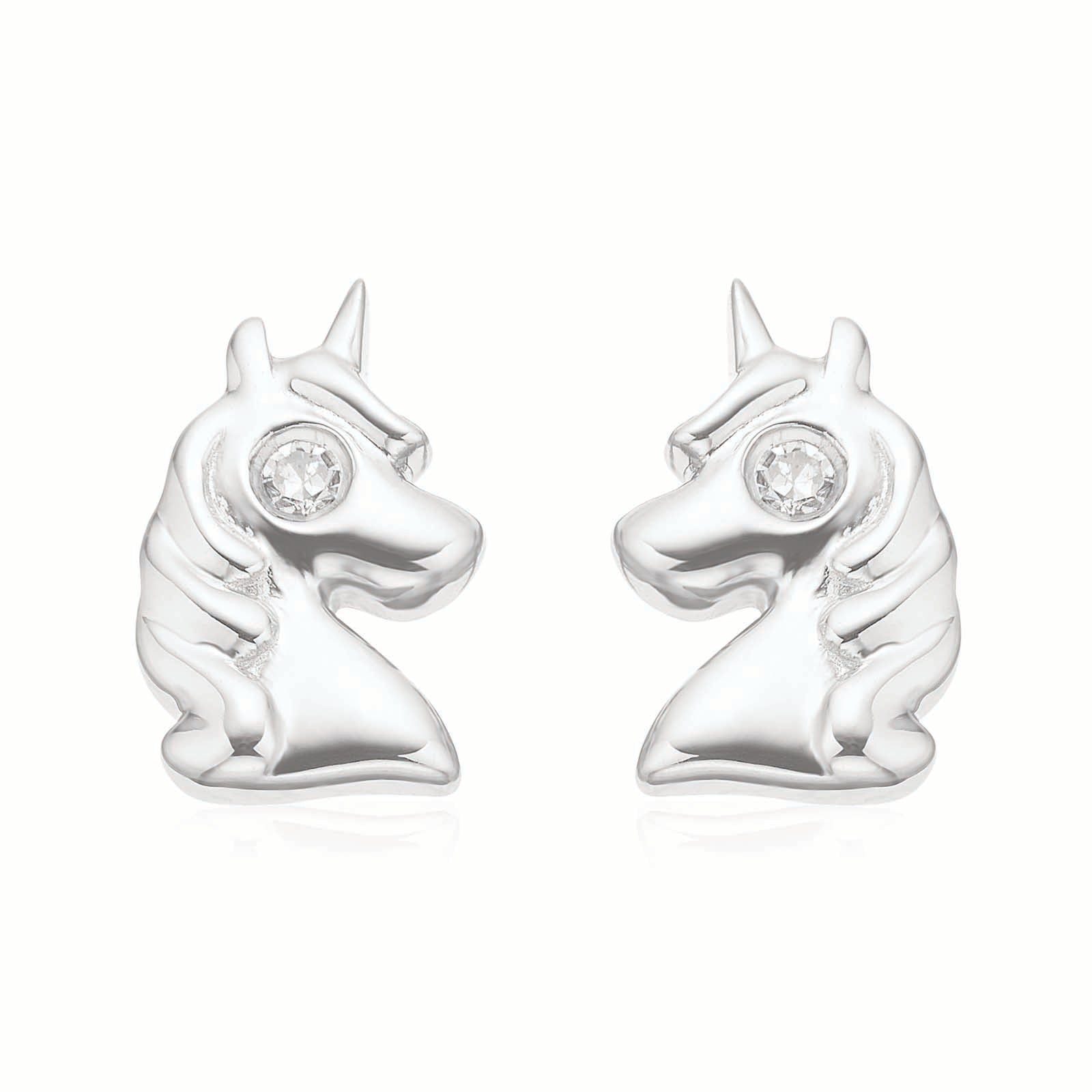 My First Diamond Kids Sterling Silver Unicorn Stud Earrings