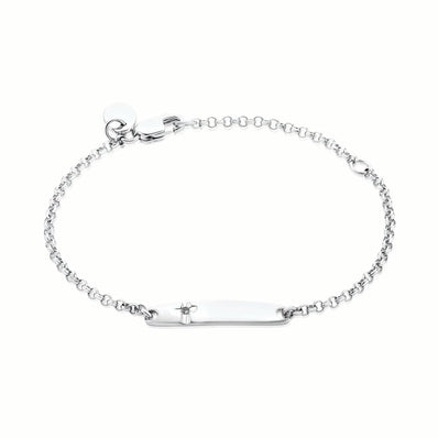 My First Diamond Kids Sterling Silver Round Brilliant Cut Diamond Set ID Bracelet