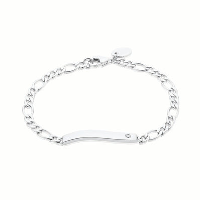 My First Diamond Kids Sterling Silver Round Brilliant Cut Diamond Set ID Bracelet