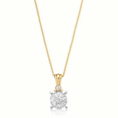 9ct Yellow Gold Round Brilliant Cut 0.10 CARAT tw of Diamonds Pendant