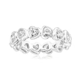 Sterling Silver   Cubic Zirconia Connected Hearts Ring
