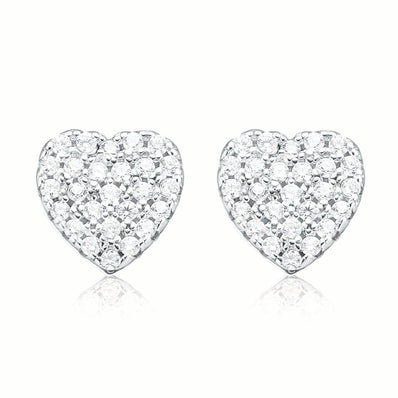 Sterling SilverCubic Zirconia Heart  Stud Earrings